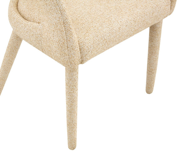 English Elm Premium Boucle Sherpa Armchair Set Nordic Sculptural Hollow Back Dining Accent Seat Oatmeal/Yellow W3493P461612