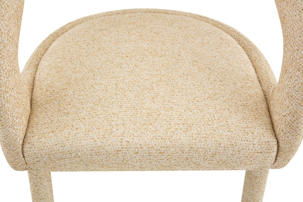 English Elm Premium Boucle Sherpa Armchair Set Nordic Sculptural Hollow Back Dining Accent Seat Oatmeal/Yellow W3493P461612