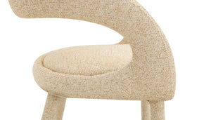 English Elm Premium Boucle Sherpa Armchair Set Nordic Sculptural Hollow Back Dining Accent Seat Oatmeal/Yellow W3493P461612