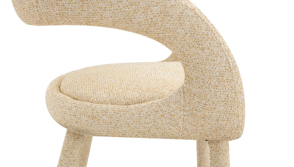 English Elm Premium Boucle Sherpa Armchair Set Nordic Sculptural Hollow Back Dining Accent Seat Oatmeal/Yellow W3493P461612