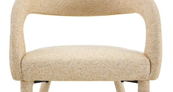 English Elm Premium Boucle Sherpa Armchair Set Nordic Sculptural Hollow Back Dining Accent Seat Oatmeal/Yellow W3493P461612
