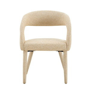 English Elm Premium Boucle Sherpa Armchair Set Nordic Sculptural Hollow Back Dining Accent Seat Oatmeal/Yellow W3493P461612