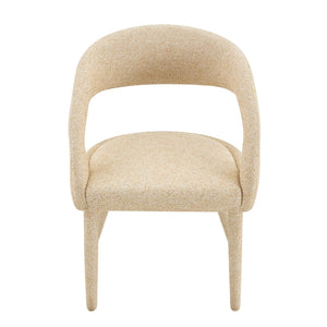 English Elm Premium Boucle Sherpa Armchair Set Nordic Sculptural Hollow Back Dining Accent Seat Oatmeal/Yellow W3493P461612