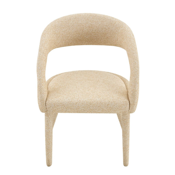 English Elm Premium Boucle Sherpa Armchair Set Nordic Sculptural Hollow Back Dining Accent Seat Oatmeal/Yellow W3493P461612