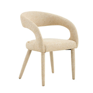 English Elm Premium Boucle Sherpa Armchair Set Nordic Sculptural Hollow Back Dining Accent Seat Oatmeal/Yellow W3493P461612