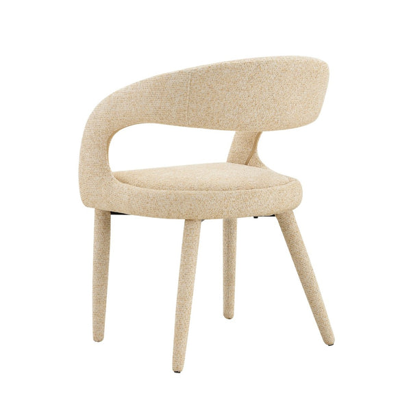 English Elm Premium Boucle Sherpa Armchair Set Nordic Sculptural Hollow Back Dining Accent Seat Oatmeal/Yellow W3493P461612