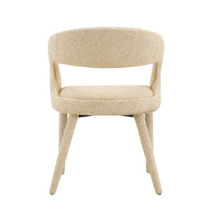 English Elm Premium Boucle Sherpa Armchair Set Nordic Sculptural Hollow Back Dining Accent Seat Oatmeal/Yellow W3493P461612