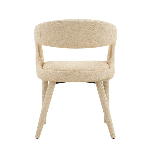 English Elm Premium Boucle Sherpa Armchair Set Nordic Sculptural Hollow Back Dining Accent Seat Oatmeal/Yellow W3493P461612