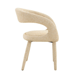 English Elm Premium Boucle Sherpa Armchair Set Nordic Sculptural Hollow Back Dining Accent Seat Oatmeal/Yellow W3493P461612