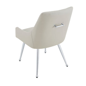 English Elm Leather Faux Upholstered Tufted Dining Chair Set with Gold Legs for Modern Interiors W3493P462036