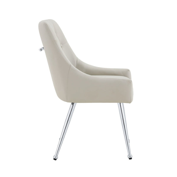 English Elm Leather Faux Upholstered Tufted Dining Chair Set with Gold Legs for Modern Interiors W3493P462036