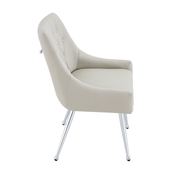 English Elm Leather Faux Upholstered Tufted Dining Chair Set with Gold Legs for Modern Interiors W3493P462036