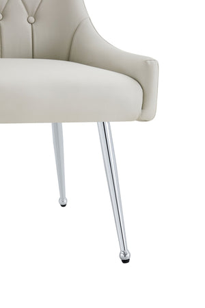 English Elm Leather Faux Upholstered Tufted Dining Chair Set with Gold Legs for Modern Interiors W3493P462036