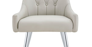 English Elm Leather Faux Upholstered Tufted Dining Chair Set with Gold Legs for Modern Interiors W3493P462036