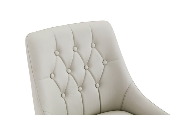 English Elm Leather Faux Upholstered Tufted Dining Chair Set with Gold Legs for Modern Interiors W3493P462036