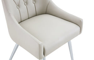 English Elm Leather Faux Upholstered Tufted Dining Chair Set with Gold Legs for Modern Interiors W3493P462036