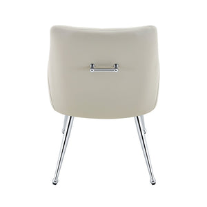English Elm Leather Faux Upholstered Tufted Dining Chair Set with Gold Legs for Modern Interiors W3493P462036
