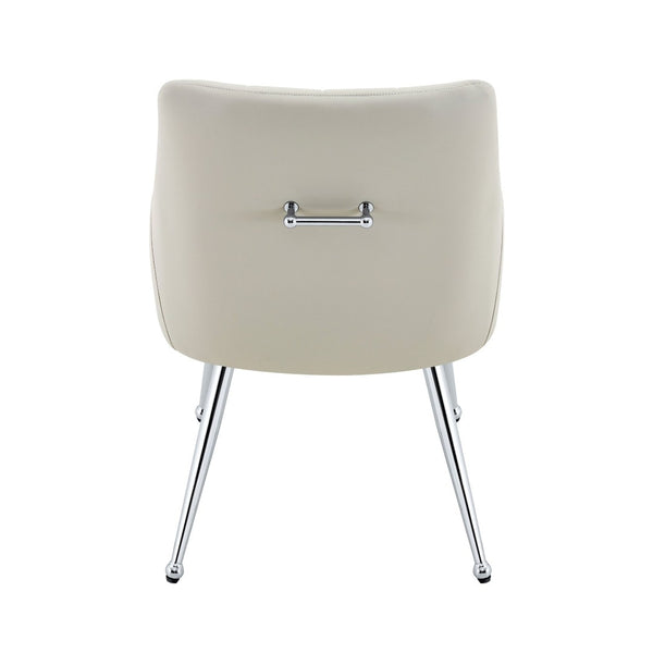 English Elm Leather Faux Upholstered Tufted Dining Chair Set with Gold Legs for Modern Interiors W3493P462036