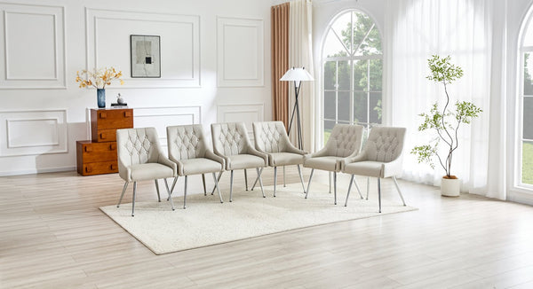 English Elm Leather Faux Upholstered Tufted Dining Chair Set with Gold Legs for Modern Interiors W3493P462036