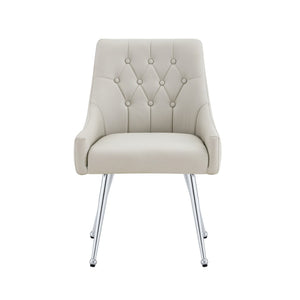 English Elm Leather Faux Upholstered Tufted Dining Chair Set with Gold Legs for Modern Interiors W3493P462036