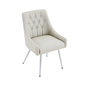 English Elm Leather Faux Upholstered Tufted Dining Chair Set with Gold Legs for Modern Interiors W3493P462036