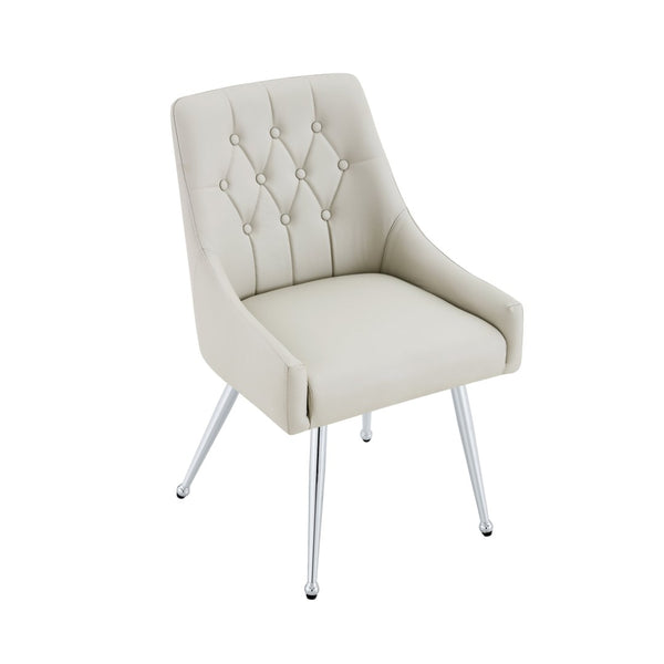 English Elm Leather Faux Upholstered Tufted Dining Chair Set with Gold Legs for Modern Interiors W3493P462036