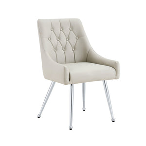 English Elm Leather Faux Upholstered Tufted Dining Chair Set with Gold Legs for Modern Interiors W3493P462036