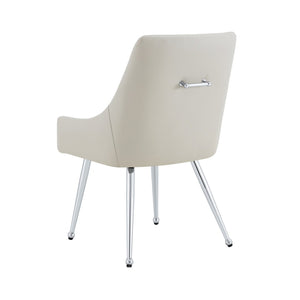 English Elm Leather Faux Upholstered Tufted Dining Chair Set with Gold Legs for Modern Interiors W3493P462036