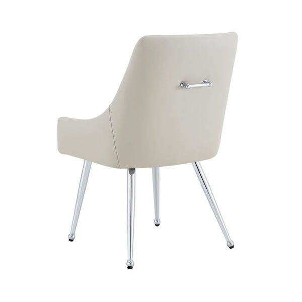 English Elm Leather Faux Upholstered Tufted Dining Chair Set with Gold Legs for Modern Interiors W3493P462036