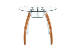 English Elm Modern Oval Two-tier Tempered Glass Coffee Table with Walnut Rubberwood Legs W3493S00022