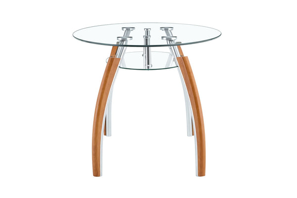 English Elm Modern Oval Two-tier Tempered Glass Coffee Table with Walnut Rubberwood Legs W3493S00022