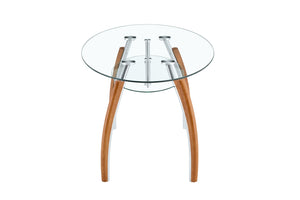 English Elm Modern Oval Two-tier Tempered Glass Coffee Table with Walnut Rubberwood Legs W3493S00022