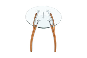 English Elm Modern Oval Two-tier Tempered Glass Coffee Table with Walnut Rubberwood Legs W3493S00022