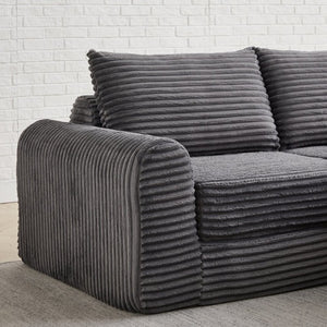 English Elm Minimalist Corduroy Convertible Sofa with Curved Silhouette for Studio or Guest Room Grey W3505P505110