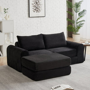 English Elm Minimalist Corduroy Convertible Sofa Bed with Curved Silhouette for Studio Living W3505P505111
