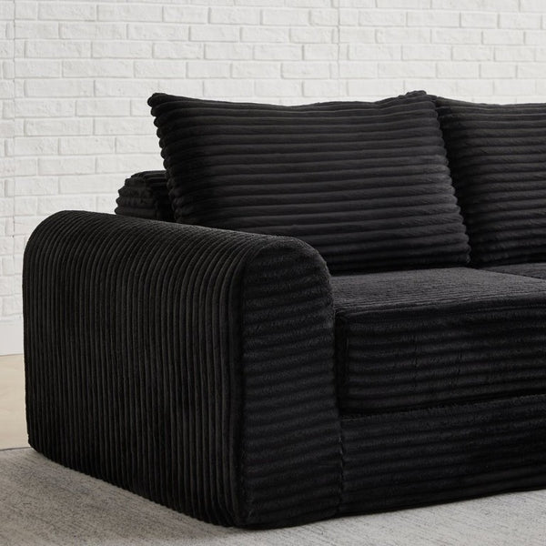 English Elm Minimalist Corduroy Convertible Sofa Bed with Curved Silhouette for Studio Living W3505P505111