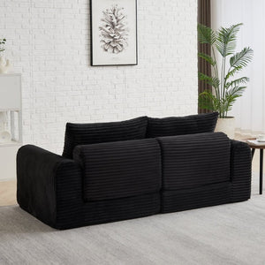 English Elm Minimalist Corduroy Convertible Sofa Bed with Curved Silhouette for Studio Living W3505P505111