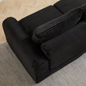 English Elm Minimalist Corduroy Convertible Sofa Bed with Curved Silhouette for Studio Living W3505P505111