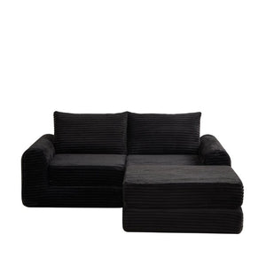 English Elm Minimalist Corduroy Convertible Sofa Bed with Curved Silhouette for Studio Living W3505P505111