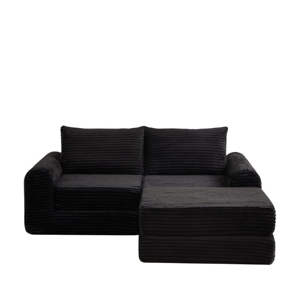 English Elm Minimalist Corduroy Convertible Sofa Bed with Curved Silhouette for Studio Living W3505P505111