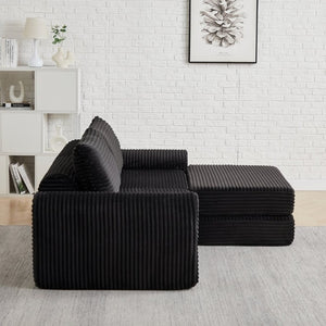 English Elm Minimalist Corduroy Convertible Sofa Bed with Curved Silhouette for Studio Living W3505P505111