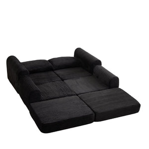 English Elm Minimalist Corduroy Convertible Sofa Bed with Curved Silhouette for Studio Living W3505P505111