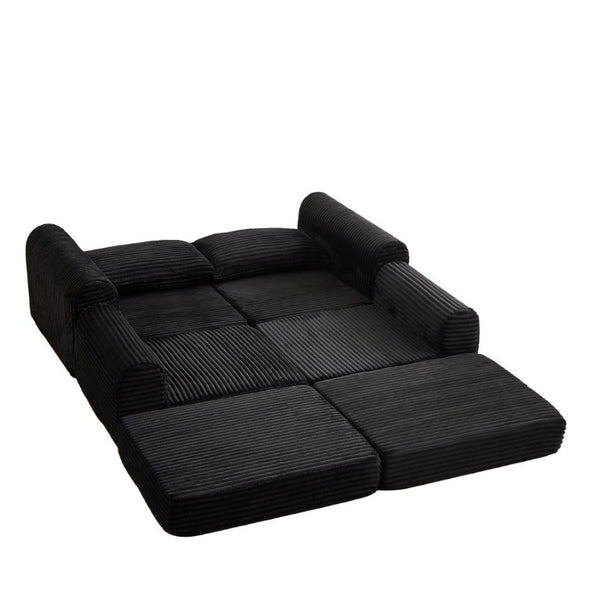 English Elm Minimalist Corduroy Convertible Sofa Bed with Curved Silhouette for Studio Living W3505P505111