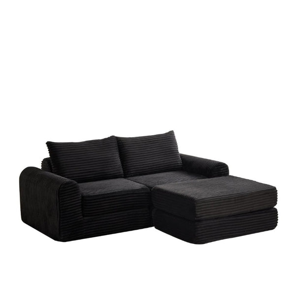 English Elm Minimalist Corduroy Convertible Sofa Bed with Curved Silhouette for Studio Living W3505P505111