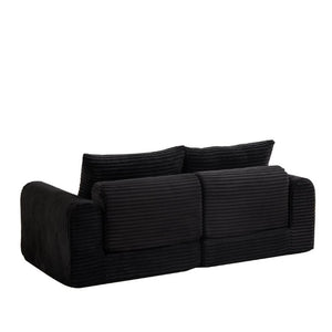 English Elm Minimalist Corduroy Convertible Sofa Bed with Curved Silhouette for Studio Living W3505P505111