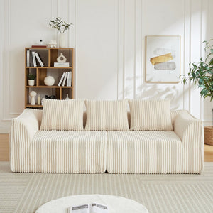 English Elm Minimalist Corduroy 3 Seater Sofa Curved Backrest Cloud Aesthetic Living Room W3505P505128
