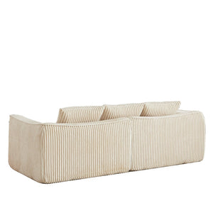 English Elm Minimalist Corduroy 3 Seater Sofa Curved Backrest Cloud Aesthetic Living Room W3505P505128