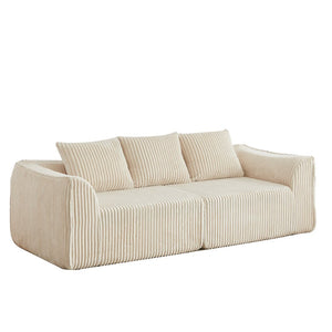 English Elm Minimalist Corduroy 3 Seater Sofa Curved Backrest Cloud Aesthetic Living Room W3505P505128