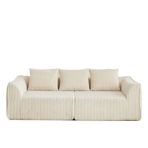 English Elm Minimalist Corduroy 3 Seater Sofa Curved Backrest Cloud Aesthetic Living Room W3505P505128
