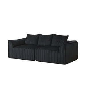 English Elm Minimalist Curved Corduroy 3 Seater Sofa with Ergonomic Backrest for Modern Living W3505P505130